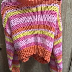 SHEIN Vibrant Striped Turtleneck Sweater